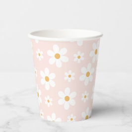 Groovy Retro Daisy Pink Pappbecher