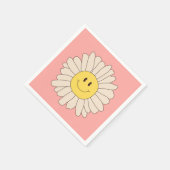 Groovy Retro Daisy Pink Serviette (Ecke)