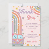 Groovy Retro Daisy Rainbow Birthday Dankeschön Kar Einladung (Vorderseite)