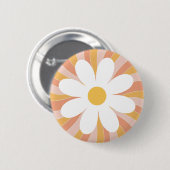 Groovy Retro Daisy Sunshine Pink Orange Boho Button (Vorne & Hinten)