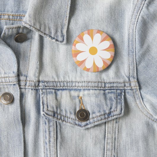 Groovy Retro Daisy Sunshine Pink Orange Boho Button (Beispiel)