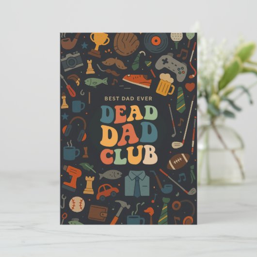 Groovy Retro Dead Vater Club Funny Vathers Day Ges Einladung (Stehend Vorderseite)