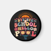 Groovy Retro Design Bye Bye School Hallo Pool Cool Magnet (Vorne)