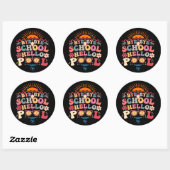 Groovy Retro Design Bye Bye School Hallo Pool Cool Runder Aufkleber (Blatt)
