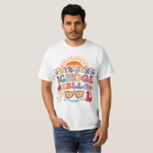 Groovy Retro Design Bye Bye School Hallo Pool Cool T-Shirt (Vorne ganz)