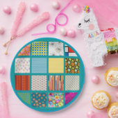 Groovy Retro-Design in einem quilt wie Muster. Pappteller (Party)