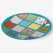 Groovy Retro-Design in einem quilt wie Muster. Pappteller (Schrägansicht)