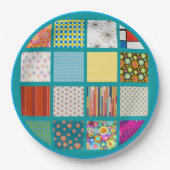 Groovy Retro-Design in einem quilt wie Muster. Pappteller (Vorderseite)