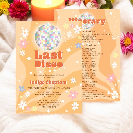 Groovy Retro Disco Bacheloretto Einladung