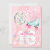 Groovy Retro Disco Floralwalze Skate Sweet 16 Einladung (Vorderseite)