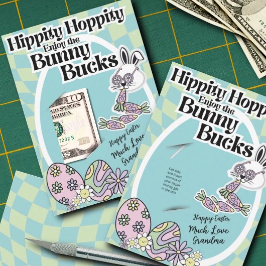 Groovy Retro Easter Card Money Holder Feiertagskarte