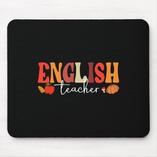 Groovy Retro English Teacher Fall Vibes Herbst als Mousepad (Vorne)