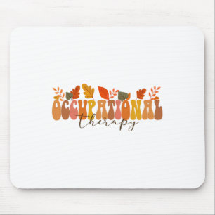 Groovy Retro Ergotherapie Vintage Herbst Laub Mousepad