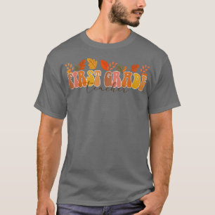 Groovy Retro Erster Schulleiter Vintag Fall Leav T-Shirt
