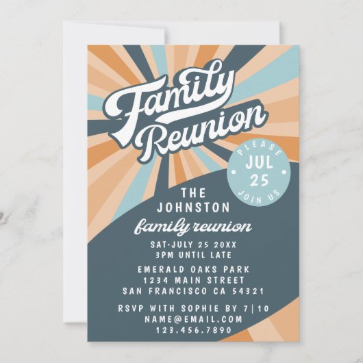 Groovy Retro Family Wiedersehen Ansammlung Einladu Einladung (Vorderseite)