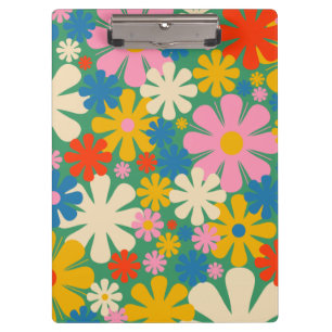 Groovy Retro farbenfrohe 60er 70er Blume Klemmbrett