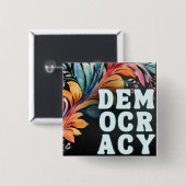 Groovy Retro farbenfrohe, helle Erklärung Demokrat Button (Vorne & Hinten)