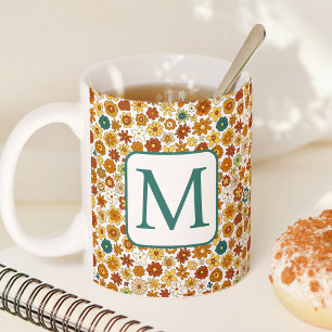 Groovy Retro Farbige Blume Muster Boho Floral Kaffeetasse
