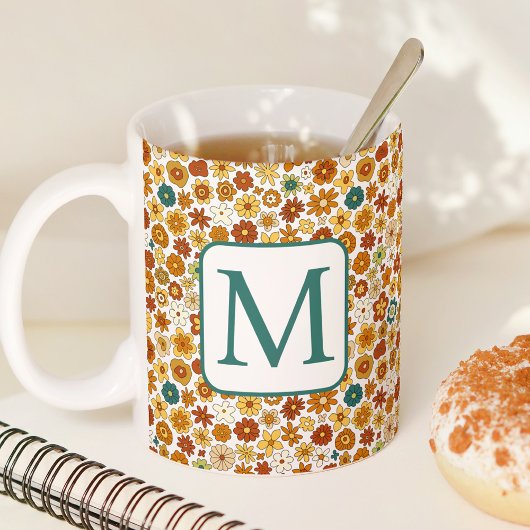 Groovy Retro Farbige Blume Muster Boho Floral Kaffeetasse