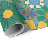 Groovy Retro Farbiger 60er 70er Floral Pattern Geschenkpapier (Rolleneckpunkt)