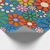Groovy Retro Farbiger 60er 70er Floral Pattern Geschenkpapier (Ecke)