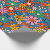Groovy Retro Farbiger 60er 70er Floral Pattern Geschenkpapier (Ecke)