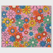 Groovy Retro Farbiger 60er 70er Floral Pattern Geschenkpapier (Flach)