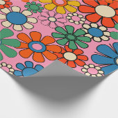 Groovy Retro Farbiger 60er 70er Floral Pattern Geschenkpapier (Ecke)