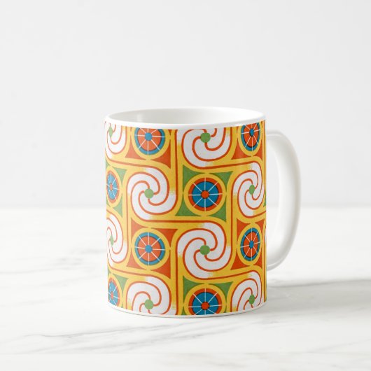 Groovy Retro Fashion 1970er Jahre Swirl Muster Kaffeetasse (VorderseiteRechts)