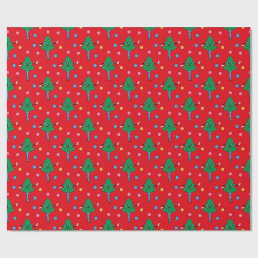 Groovy Retro Festive Girly Christmas Trees Geschenkpapier (Flach)