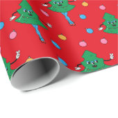 Groovy Retro Festive Girly Christmas Trees Geschenkpapier (Rolleneckpunkt)