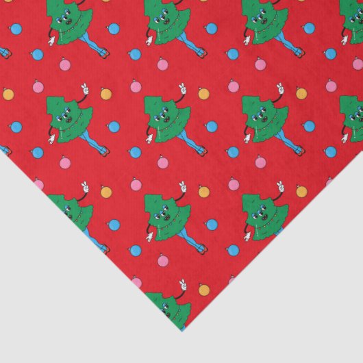 Groovy Retro Festive Girly Christmas Trees Seidenpapier (Detail)