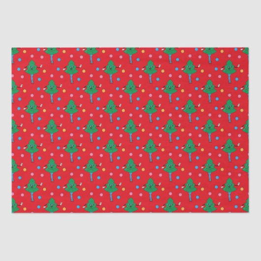 Groovy Retro Festive Girly Christmas Trees Seidenpapier (Vorderseite)