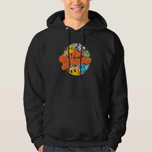 Groovy Retro First Grade First Day Of School Back  Hoodie (Vorderseite)