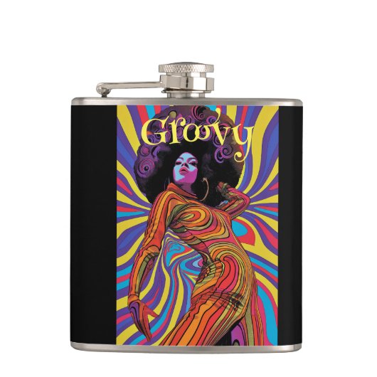 Groovy Retro Flask Flachmann (Vorderseite)
