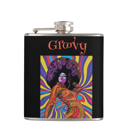 Groovy Retro Flask Flachmann (Vorderseite)