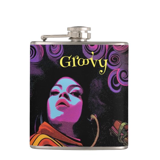 Groovy Retro Flask Flachmann (Vorderseite)
