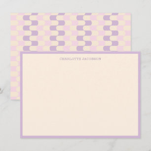 Groovy Retro Flieder Lila Personalisierter Name Mitteilungskarte