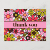Groovy Retro Floral 60er 70er Blume Vielen Dank Postkarte (Vorderseite)