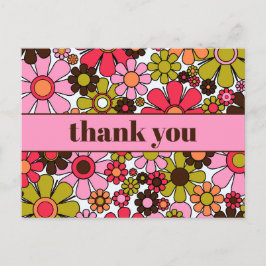 Groovy Retro Floral 60er 70er Blume Vielen Dank Postkarte