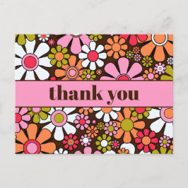 Groovy Retro Floral 60er 70er Blume Vielen Dank Postkarte