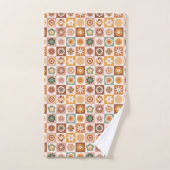 Groovy Retro Floral Check Badhandtuch Set (Handtuch)