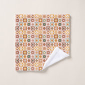 Groovy Retro Floral Check Badhandtuch Set (Waschlappen)