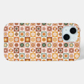 Groovy Retro Floral Checked Case-Mate iPhone Hülle (Rückseite (Horizontal))