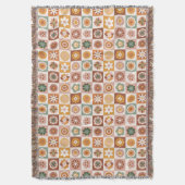 Groovy Retro Floral Checked Decke (Vorderseite Vertikal)