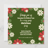Groovy Retro Floral Christmas Party Einladung (Rückseite)