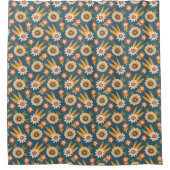 Groovy Retro Floral  Duschvorhang (Vorderseite)