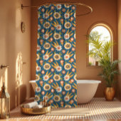 Groovy Retro Floral  Duschvorhang