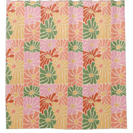 Groovy Retro Floral  Duschvorhang