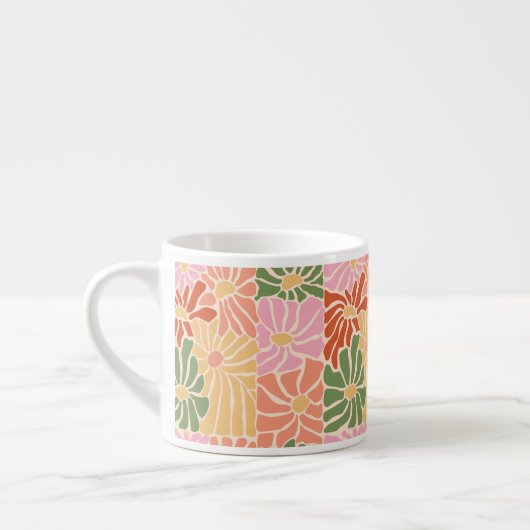 Groovy Retro Floral  Espressotasse (Links)
